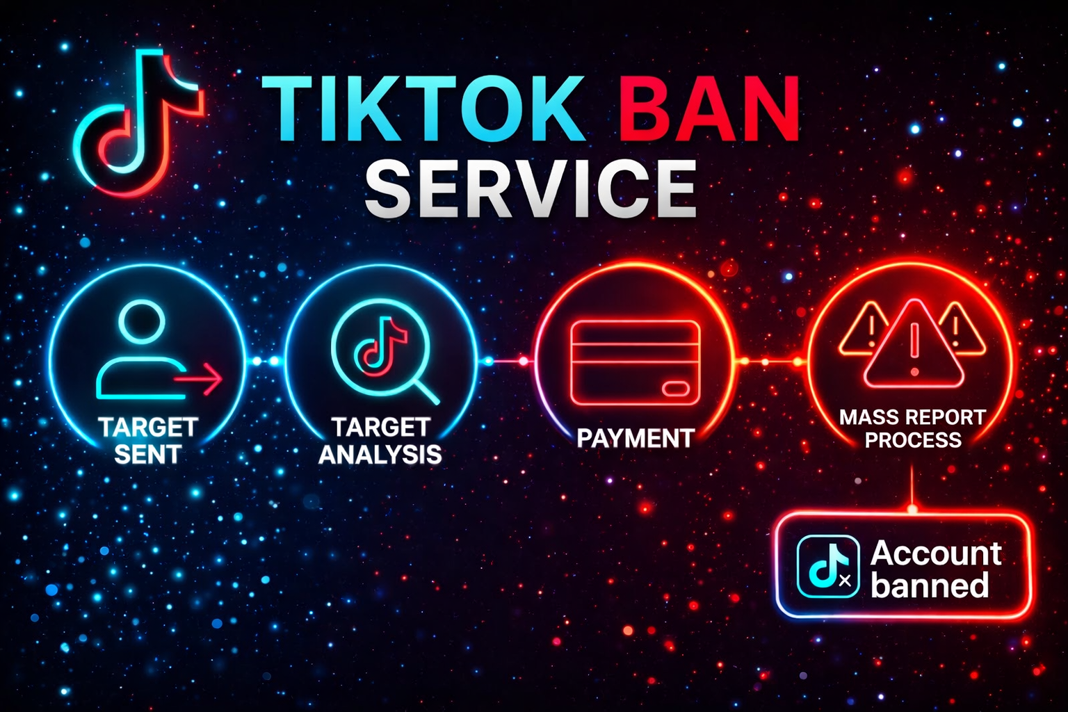 TikTok ban service reviewing a rule-breaking account before reporting it through official channels